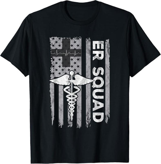 100% Cotton ER Nurse Doctor Emergency Room Hospital Squad T-Shirt