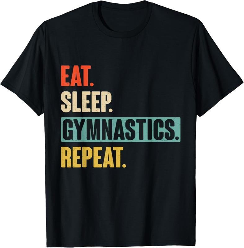 100% Cotton Eat Sleep Gymnastics Repeat - Funny Retro Vintage Gymnast T-Shirt