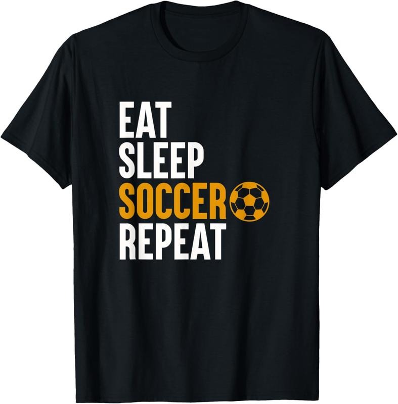 100% Cotton Eat Sleep Soccer Repeat Funny Soccer Player Soccer T-Shirt