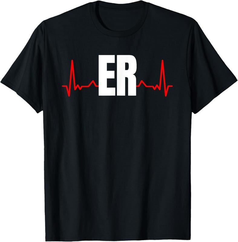 100% Cotton Emergency Medicine Emergency room Nurse ER Heartbeat T-Shirt