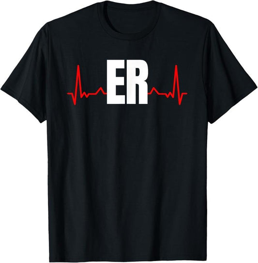 100% Cotton Emergency Medicine Emergency room Nurse ER Heartbeat T-Shirt