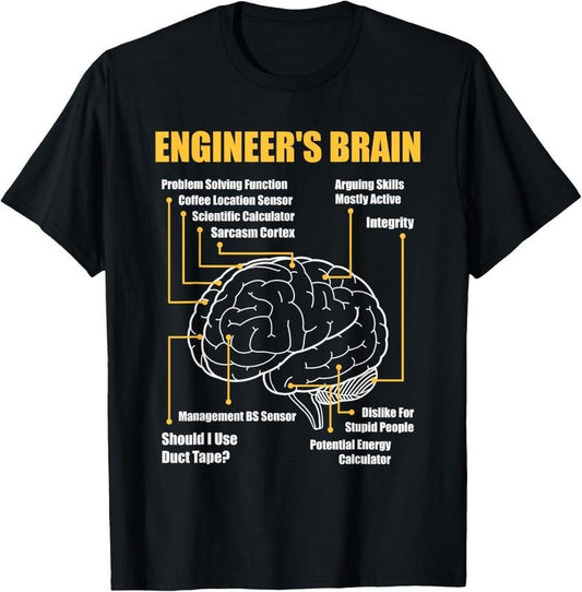 100% Cotton Engineer's Brain - Funny Sarcastic Engineering Gift Short Sleeve T-Shirt