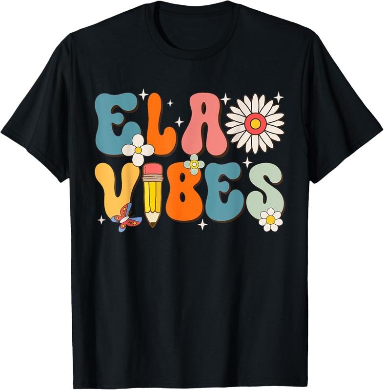 100% Cotton English Teacher - Ela Vibes Teacher  First Day Of School T-Shirt
