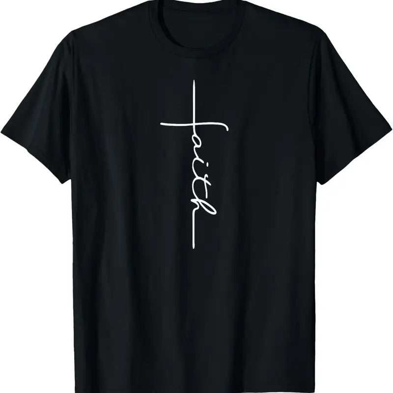 100% Cotton Faith Cross T-Shirt Christian T Shirt for Men Women  T-Shirt