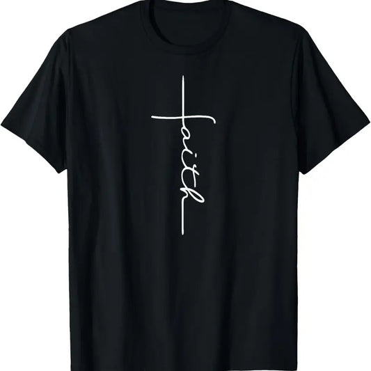 100% Cotton Faith Cross T-Shirt Christian T Shirt for Men Women  T-Shirt