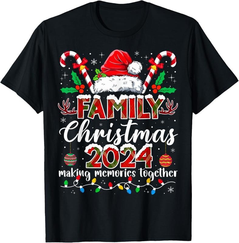 100% Cotton Family Christmas 2024 Matching Squad Santa Elf Funny Xmas T-Shirt