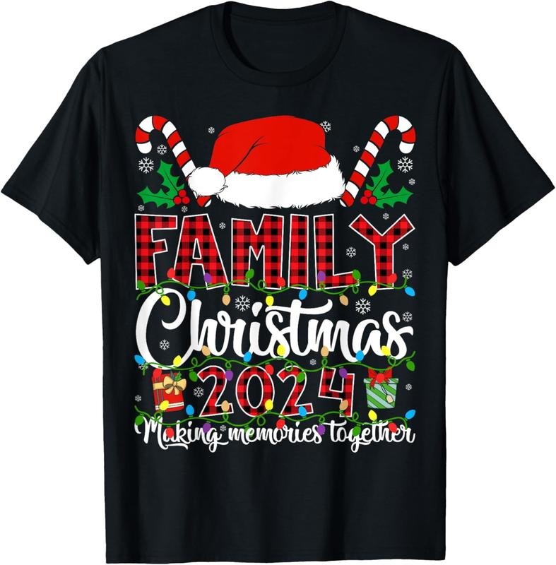 100% Cotton Family Christmas 2024 Matching Squad Santa Women Men T-Shirt