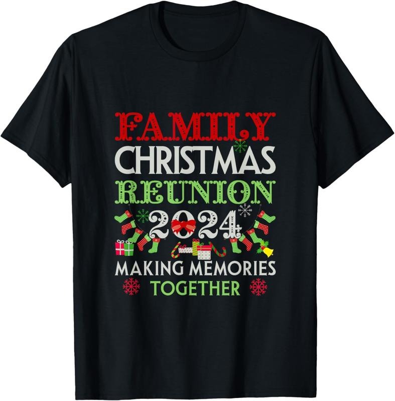 100% Cotton Family Christmas Reunion 2024 Matching Xmas Pajama Family T-Shirt