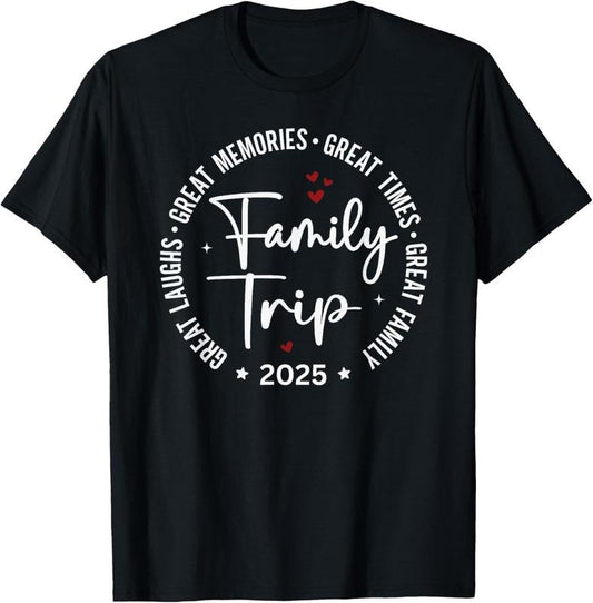 100% Cotton Family Trip Vacation 2025 Matching Group T-Shirt