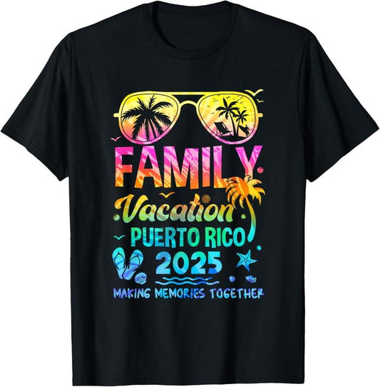 100% Cotton Family Vacation 2025 Puerto Rico Matching Memories Together T-Shirt