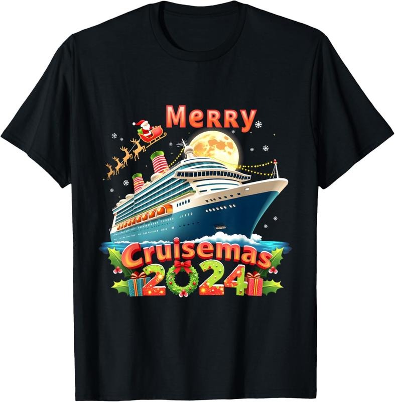100% Cotton Family Vacation Matching Cruise Lovers Merry Cruisemas 2024 T-Shirt