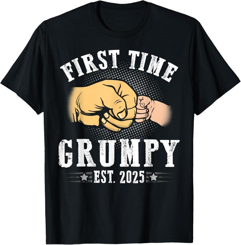 100% Cotton First time Grumpy Est 2025 Father's Day Soon To Be Grumpy T-Shirt
