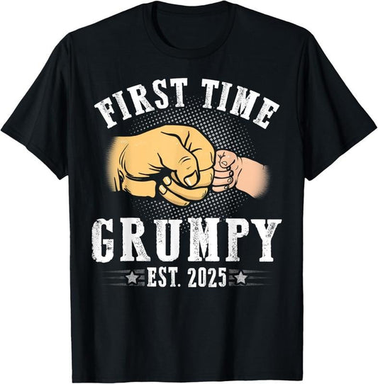 100% Cotton First time Grumpy Est 2025 Father's Day Soon To Be Grumpy T-Shirt