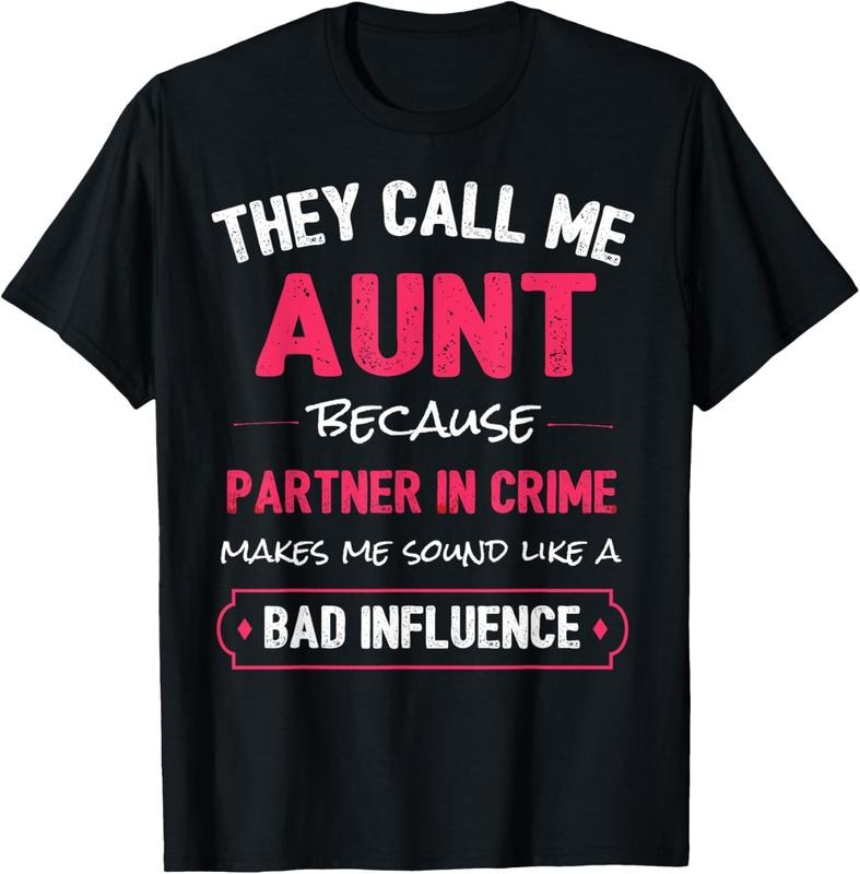 100% Cotton Funny Aunt Aunt Partner In Crime T-Shirt