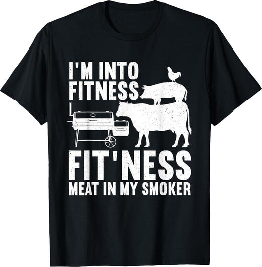 100% Cotton Funny BBQ Meat Smoking Art For Men Women Barbeque Griller T-Shirt