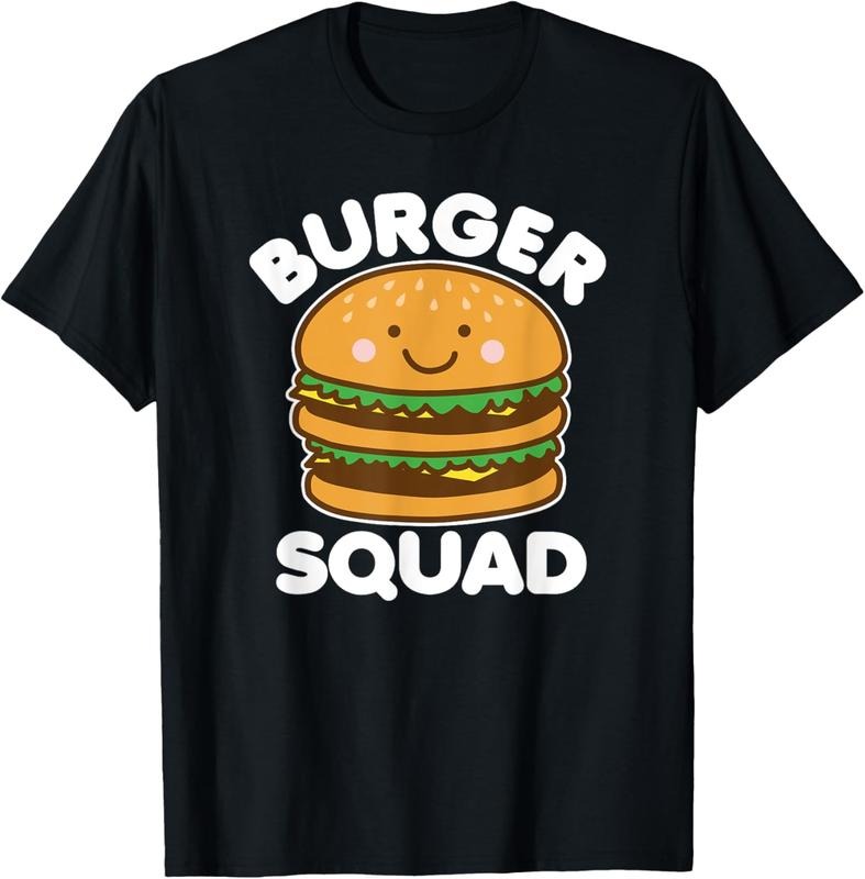 100% Cotton Funny Burger Cute Burger Squad Kawaii Food Hamburger Lover T-Shirt