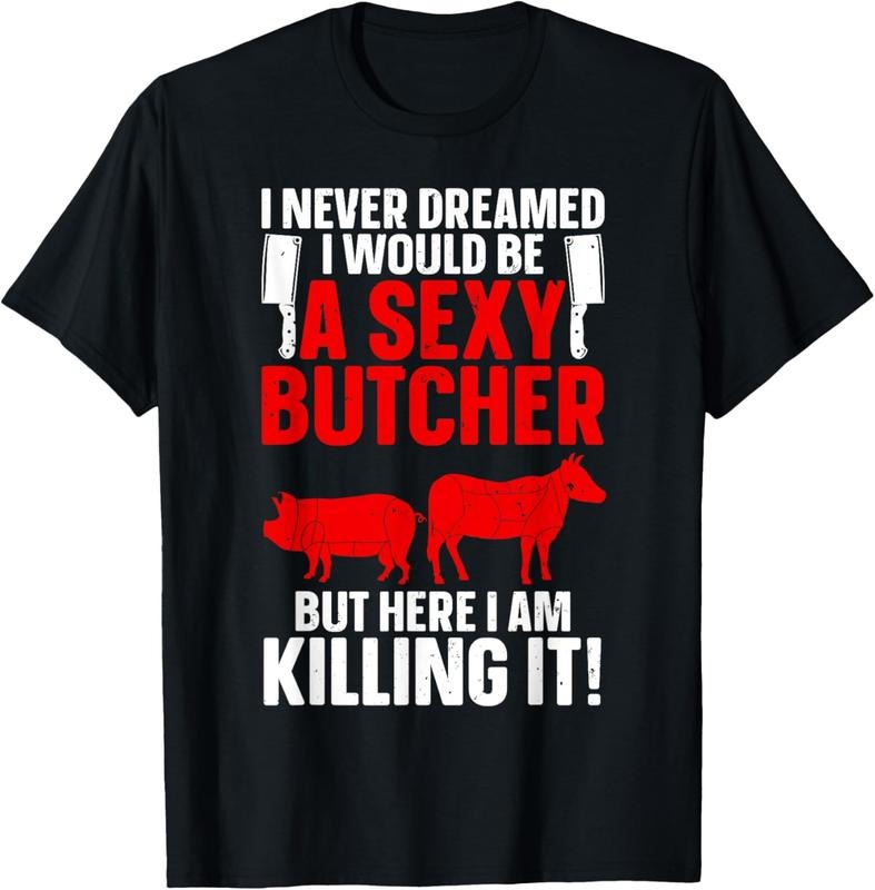 100% Cotton Funny Butcher Design For Men Women Butchery Meat Butcher T-Shirt