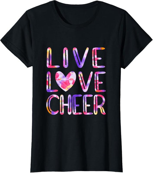100% Cotton Funny Cheerleading Tie Dye Cheer Girls Love Cheer Mom T-Shirt