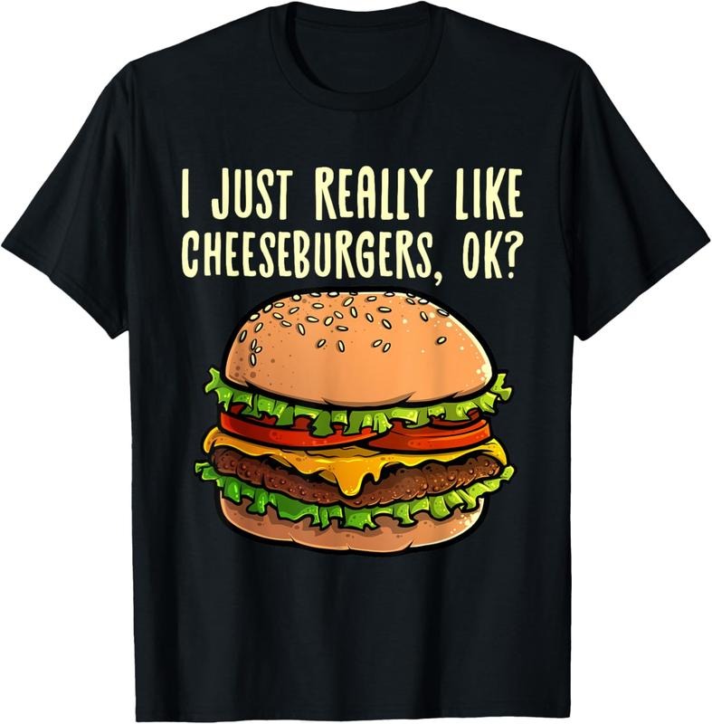 100% Cotton Funny Cheeseburger Hamburger Design Burger Lover Men Women T-Shirt