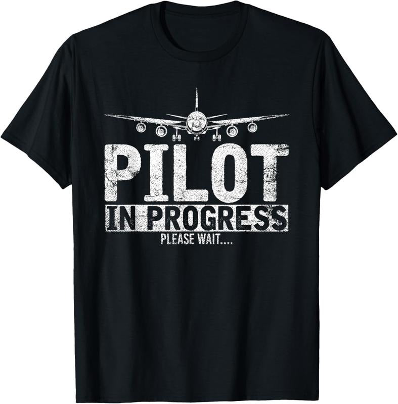 100% Cotton Funny Copilot Gift Flight Pilot In Progress Future Pilot T-Shirt