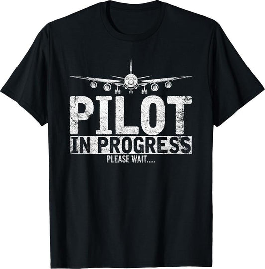 100% Cotton Funny Copilot Gift Flight Pilot In Progress Future Pilot T-Shirt