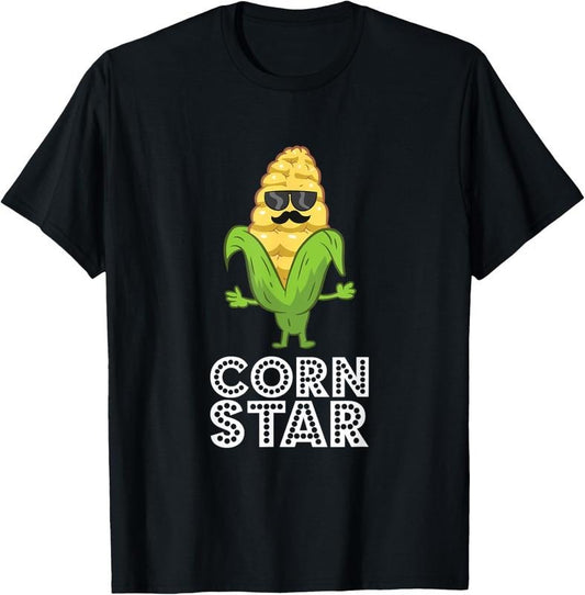 100% Cotton Funny Corn Star With Sunglasses Gift For Corn Farmer T-Shirt