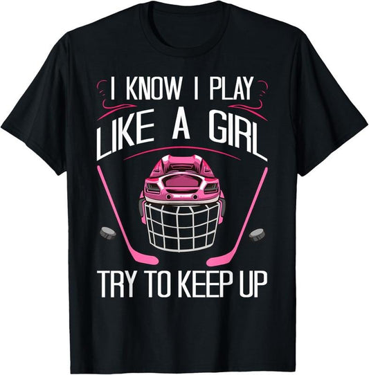 100% Cotton Funny Girls Hockey Designs For Women Field Hockey Novelty T-Shirt