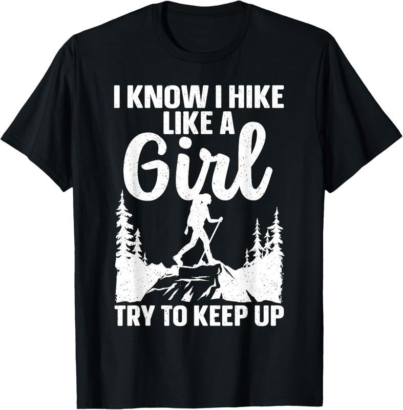 100% Cotton Funny Hiking Art For Girls Women Mountaineer Hiking Lover T-Shirt