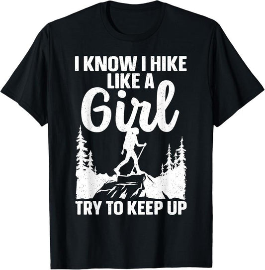 100% Cotton Funny Hiking Art For Girls Women Mountaineer Hiking Lover T-Shirt