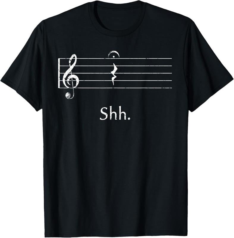 100% Cotton Funny Music Shirt Shh Quarter Rest and Fermata T-Shirt T-Shirt