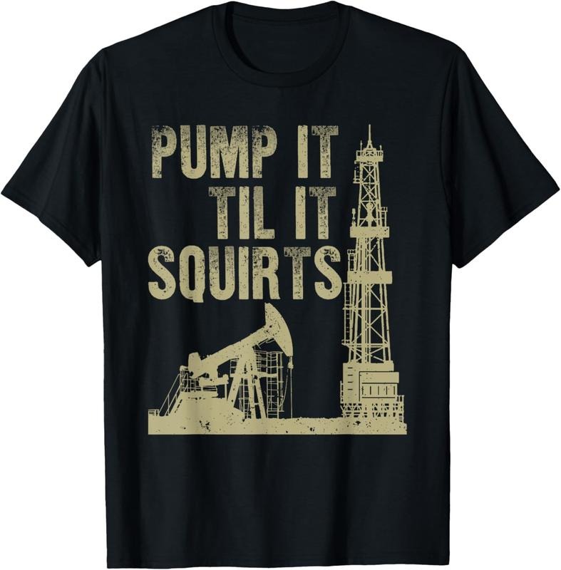 100% Cotton Funny Oil Field Art For Men Women Oilfield Plant Pump Lovers T-Shirt