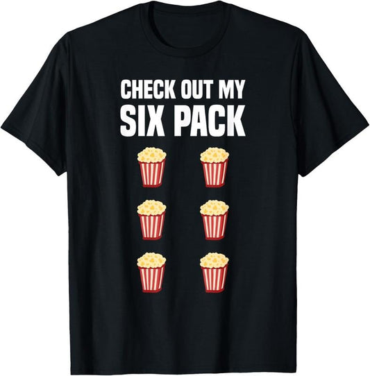 100% Cotton Funny Popcorn Shirt Six Pack Popcorn Lover I Love Popcorn T-Shirt