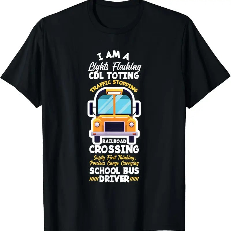 100% Cotton Funny School Bus Driver T-Shirt Funny School Bus Driver Apparel And Gifts