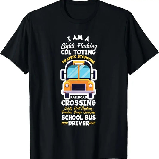 100% Cotton Funny School Bus Driver T-Shirt Funny School Bus Driver Apparel And Gifts