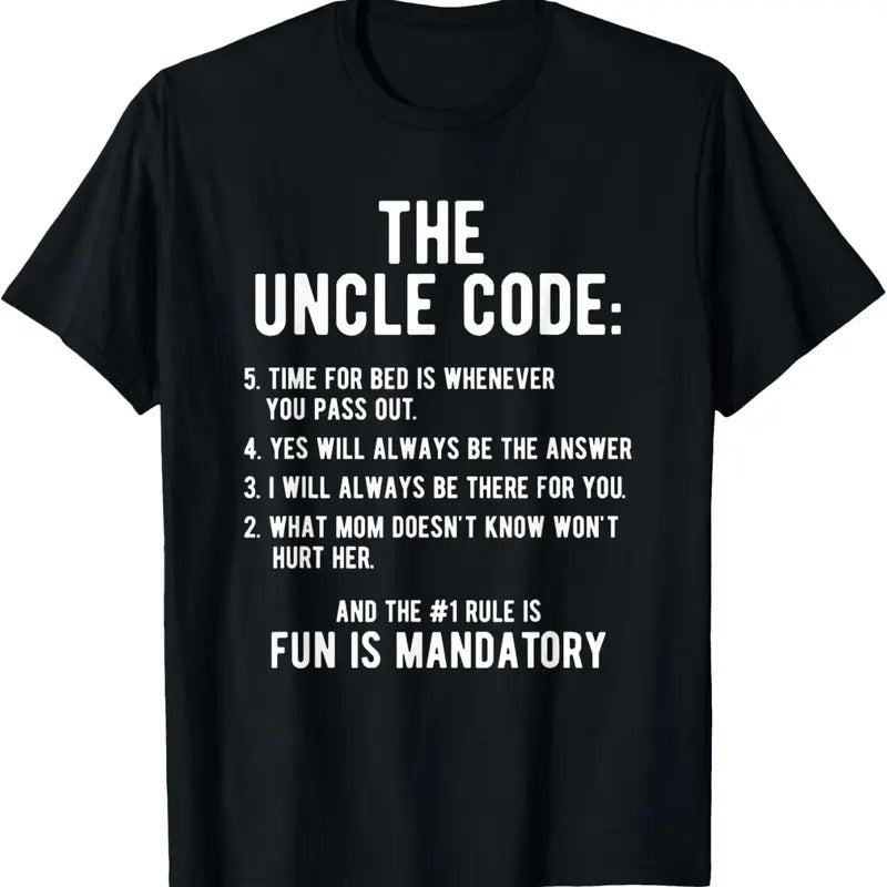 100% Cotton Funny Uncle Gifts From Niece Nephew The Uncle Code Cool T-Shirt
