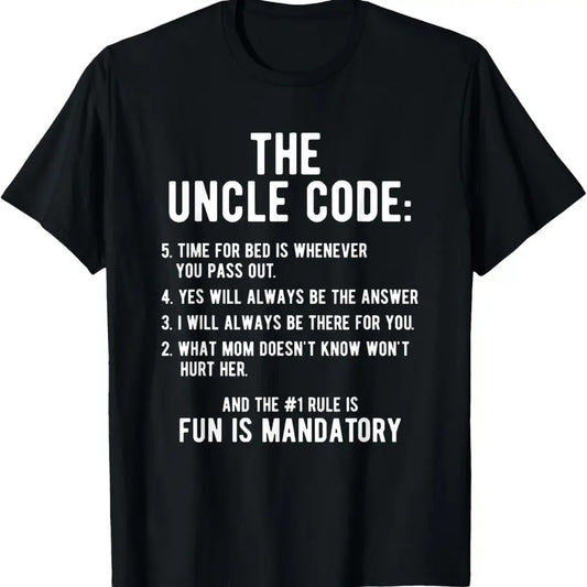 100% Cotton Funny Uncle Gifts From Niece Nephew The Uncle Code Cool T-Shirt