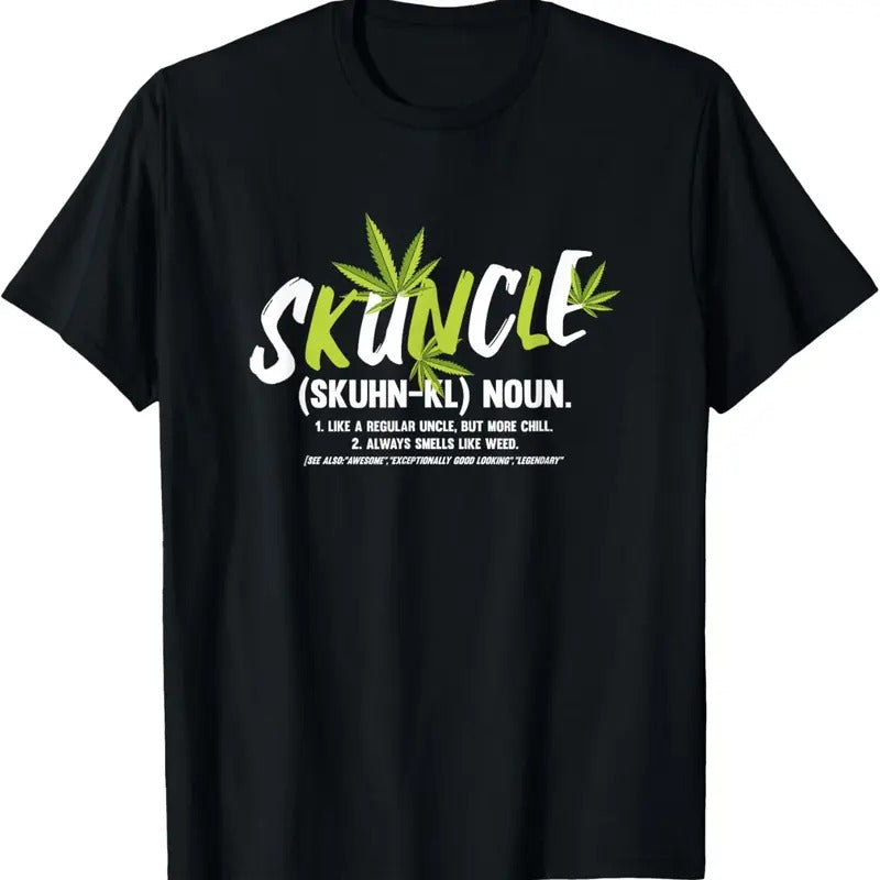 100% Cotton Funny Uncle Weed Smoker Skuncle Marijuana Uncle T-Shirt