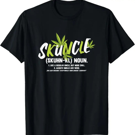 100% Cotton Funny Uncle Weed Smoker Skuncle Marijuana Uncle T-Shirt
