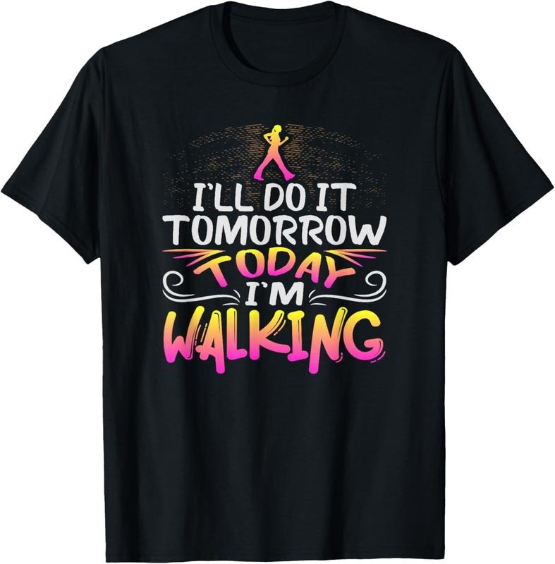 100% Cotton Funny Walking Exercise Design for Healthy Walker T-Shirt