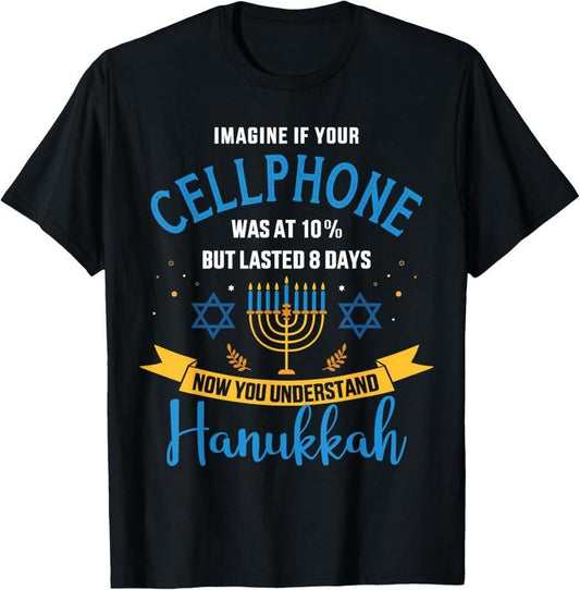 100% Cotton Funny cellphone jewish hanukkah chanukah T-Shirt