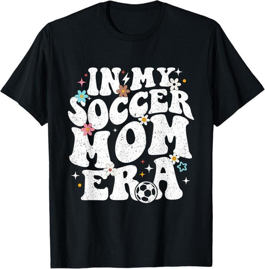 100% Cotton Funny vintage In My Soccer Mom Era Football Mama Groovy life T-Shirt