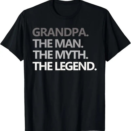 100% Cotton GRANDPA THE MAN THE MYTH THE LEGEND Men Gift Father's Day T-Shirt