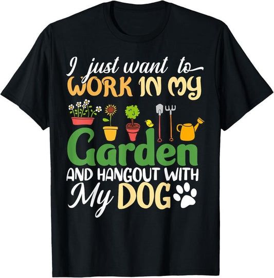 100% Cotton Gardening Dog Lovers Gardener Garden Plant Gifts Women, Men T-Shirt