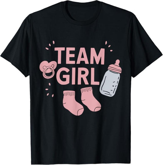 100% Cotton Gender Reveal Party Team Girl T-Shirtstyle{n002}2
