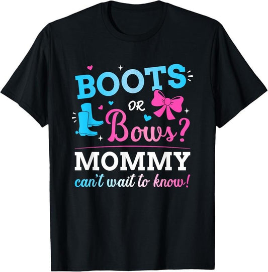 100% Cotton Gender reveal boots or bows mommy matching baby party T-Shirt