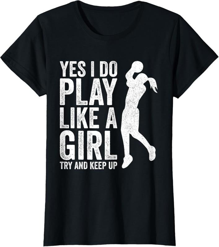 100% Cotton Girls Basketball Player Clothes Quotes Gift Play Like A Girl T-Shirt