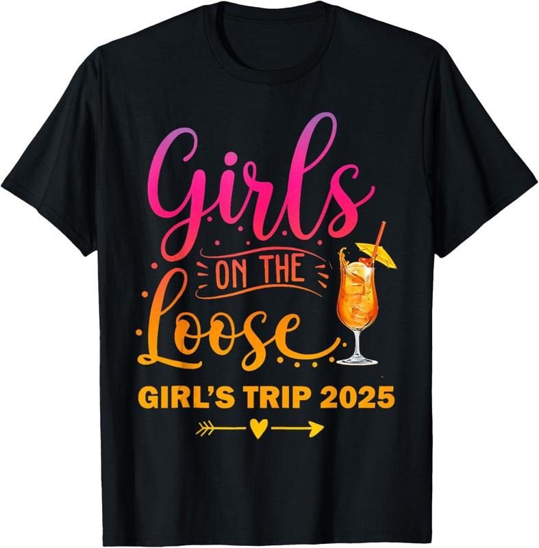 100% Cotton Girls On The Loose, Tie Dye Girls Weekend Trip 2025 T-Shirt