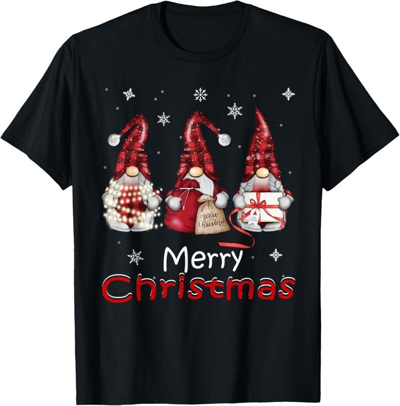 100% Cotton Gnome Family Christmas for Women Men - Buffalo Plaid T-Shirt