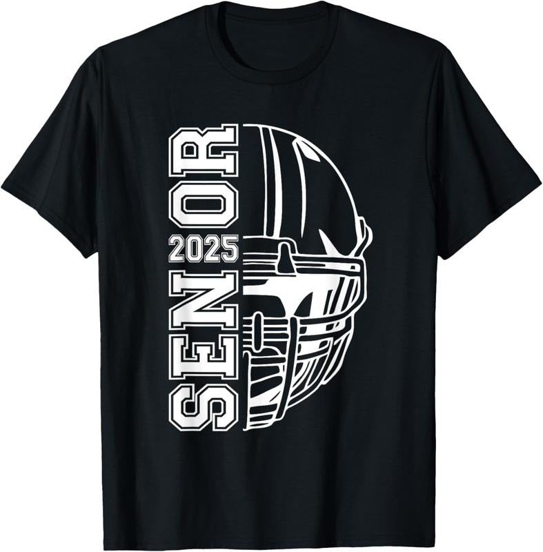 100% Cotton Graduate Senior Class of 2025 Graduation American Football T-Shirt