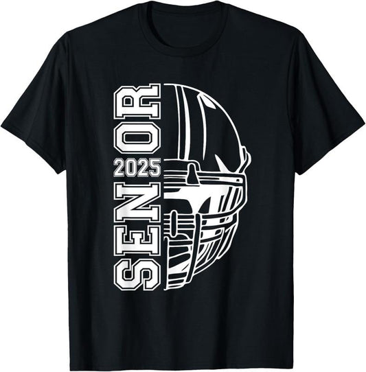 100% Cotton Graduate Senior Class of 2025 Graduation American Football T-Shirt